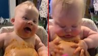 On možda ima Daunov sindrom ali je jedna srećna beba koja obožava špagete
