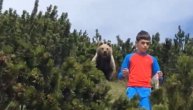Neverovatan snimak: Dečak ostao miran dok ga je u stopu pratio ogroman medved