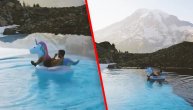Ovako se uživa na jezeru: Okružen glečerima uterao jednoroga u najlepši prirodni bazen