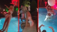 Karleuša na rođendanskoj proslavi uskocila u bazen u haljini, a onda se žurka nastavila u bazenu