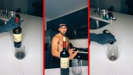 Pokušao je vino da otvori nogom a zli jezici bi rekli da je snimak lažan
