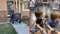 Ova mama je pravi genije: Pronašla je način da ide u nabavku sa troje male dece