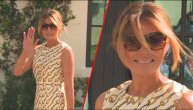 Melanija bez maske na licu glasala u lepršavoj "Guči" haljini