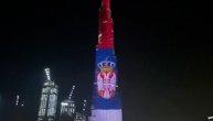 Srpska zastava na Burdž kalifi za Dan državnosti Srbije