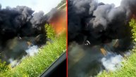 Kulja gust dim i gori kamion: Snimak nereće kod Velike Plane iz drugog ugla