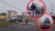 Snimak sa lica mesta: Automobil se zakucao u ogradu, od siline udarca ostao "zgužvan"