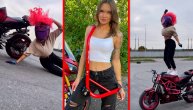 Prelepa devojka postidela ozbiljne bajkere: Daša jaše, visi i skače po motoru