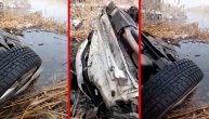 Jeziv snimak saobraćajke kod Vršca: Auto sleteo u kanal, dvojica mladića poginuli