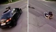 Brutalno obaranje: Vozač crnog automobila star 16 godina udario dete na biciklu