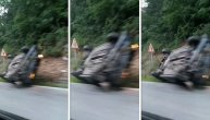 Auto se prevrnuo na krov na Avalskom putu: Pogledajte situaciju na putu ka Zucu