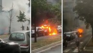 Pogledajte trenutak kad zapaljeni automobili eksplodira ispred Muzeja Nikole Tesle u Beogradu