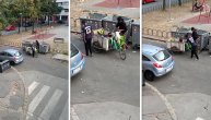 Dvoje ljudi voze decu i đubre u istim kolicima: Bizarna scena na Novom Beogradu
