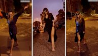 Ana Nikolić od trotoara napravila modnu pistu: Koračala sa dubokim šlicem, sledio nespretan okret