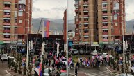 Građani se okupljaju pred narodni skup u Kosovskoj Mitrovici
