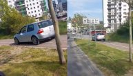 Bahata i opasna vožnja: Da bi obišao kolonu vozio pešačkom stazom, mogao da zgazi nekoga