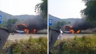 Gori autobus na putu u selu kod Kruševca: Snimak sa lica mesta