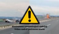UZNEMIRUJUĆE: Snimljen trenutak sudara na Milošu Velikom: "Punto" odleteo u plamenu, vozač stradao