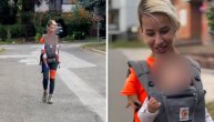 Dejana ne skida osmeh s lica, a malena Lara uživa: "Devojka sa krilima" prošetala ćerku u "kenguru"