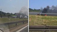Snimak buktinje na auto-putu: Zapalio se automobil kod Begaljičkog brda