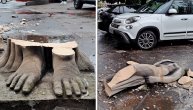 Izgleda kao mesto zločina, ali to je samo statua... Pala je jutros u Kneza Miloša